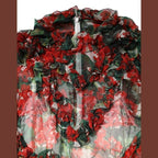 Dolce & Gabbana Multicolor Ruffle Floral Long Sleeves Dress