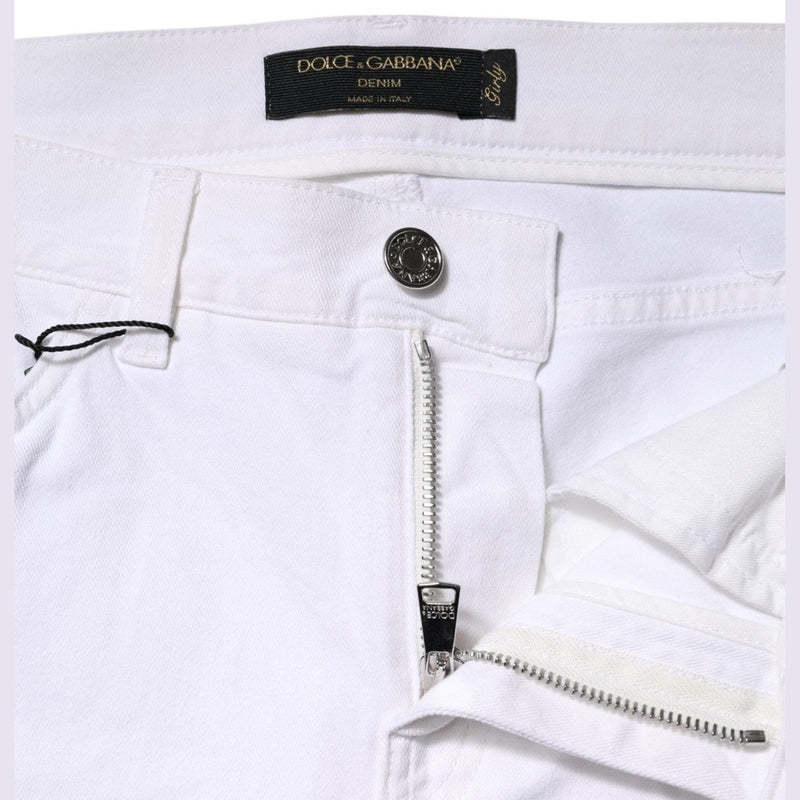 Dolce & Gabbana White Floral Sequined GIRLY Denim Jeans