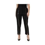 Dolce & Gabbana Black Wool High Waist Zipper Tapered Pants