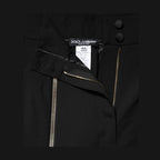 Dolce & Gabbana Black Wool High Waist Zipper Tapered Pants