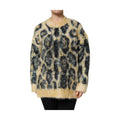 Multicolor Leopard Mohair Crew Neck Sweater