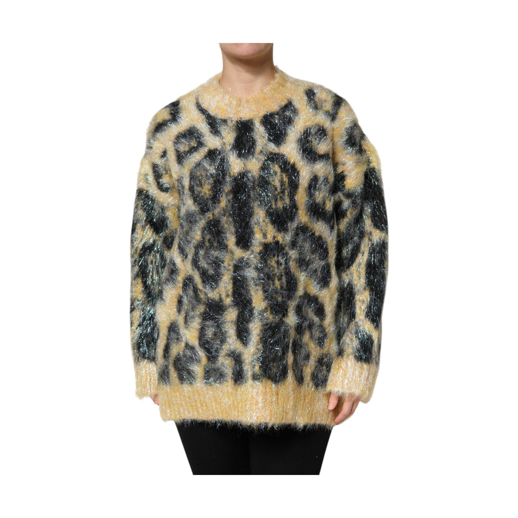 Dolce & Gabbana Multicolor Leopard Mohair Crew Neck Sweater
