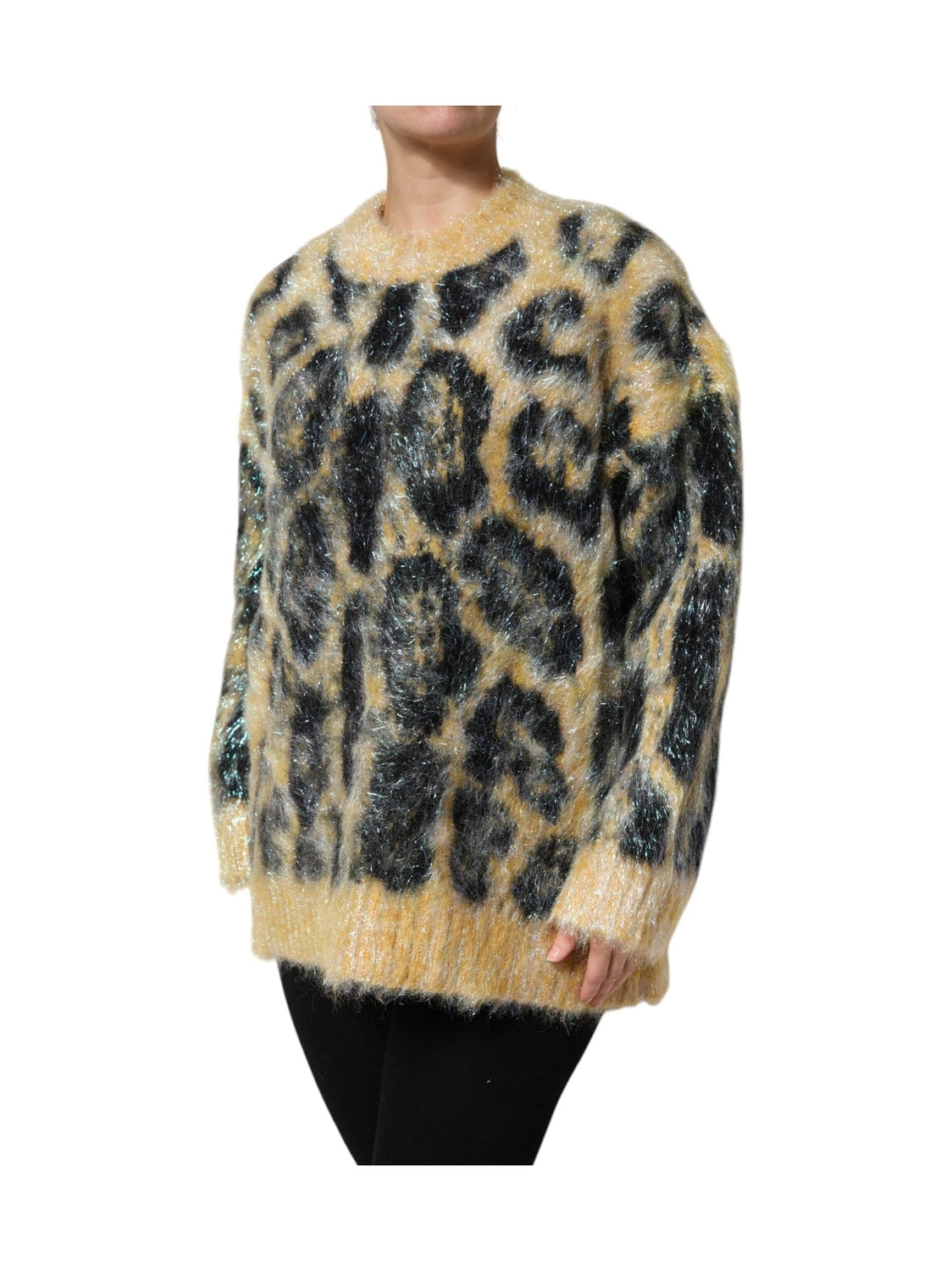 Dolce & Gabbana Multicolor Leopard Mohair Crew Neck Sweater