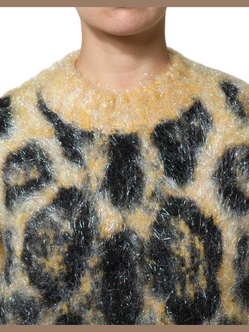 Dolce & Gabbana Multicolor Leopard Mohair Crew Neck Sweater