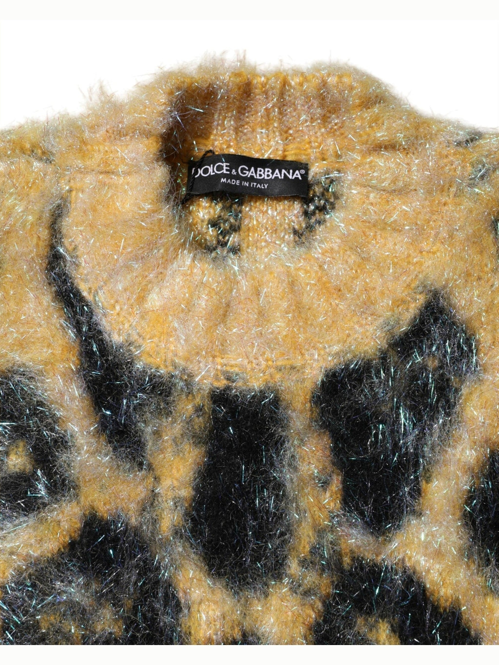 Dolce & Gabbana Multicolor Leopard Mohair Crew Neck Sweater