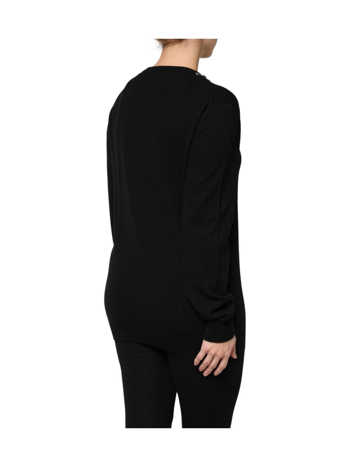 Dolce & Gabbana Black Cashmere Crystal Embellished Sweater