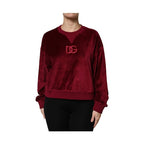 Dolce & Gabbana Red Cotton Velvet Crew Neck Pullover Sweater