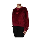 Dolce & Gabbana Red Cotton Velvet Crew Neck Pullover Sweater