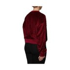 Dolce & Gabbana Red Cotton Velvet Crew Neck Pullover Sweater