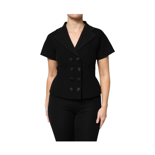 Dolce & Gabbana Black Wool Double Breasted Coat Jacket
