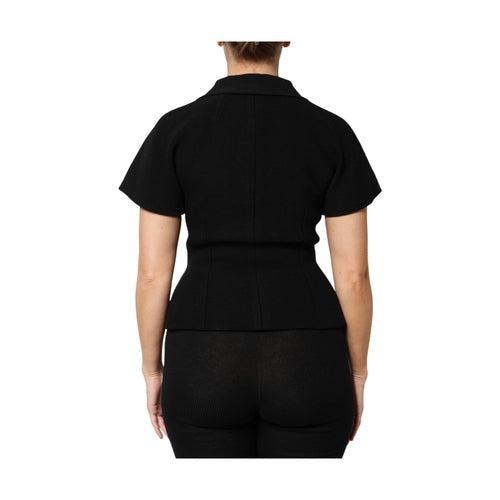 Dolce & Gabbana Black Wool Double Breasted Coat Jacket