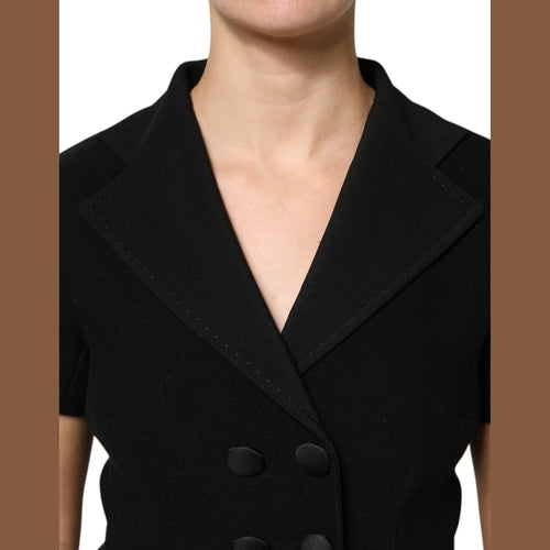 Dolce & Gabbana Black Wool Double Breasted Coat Jacket