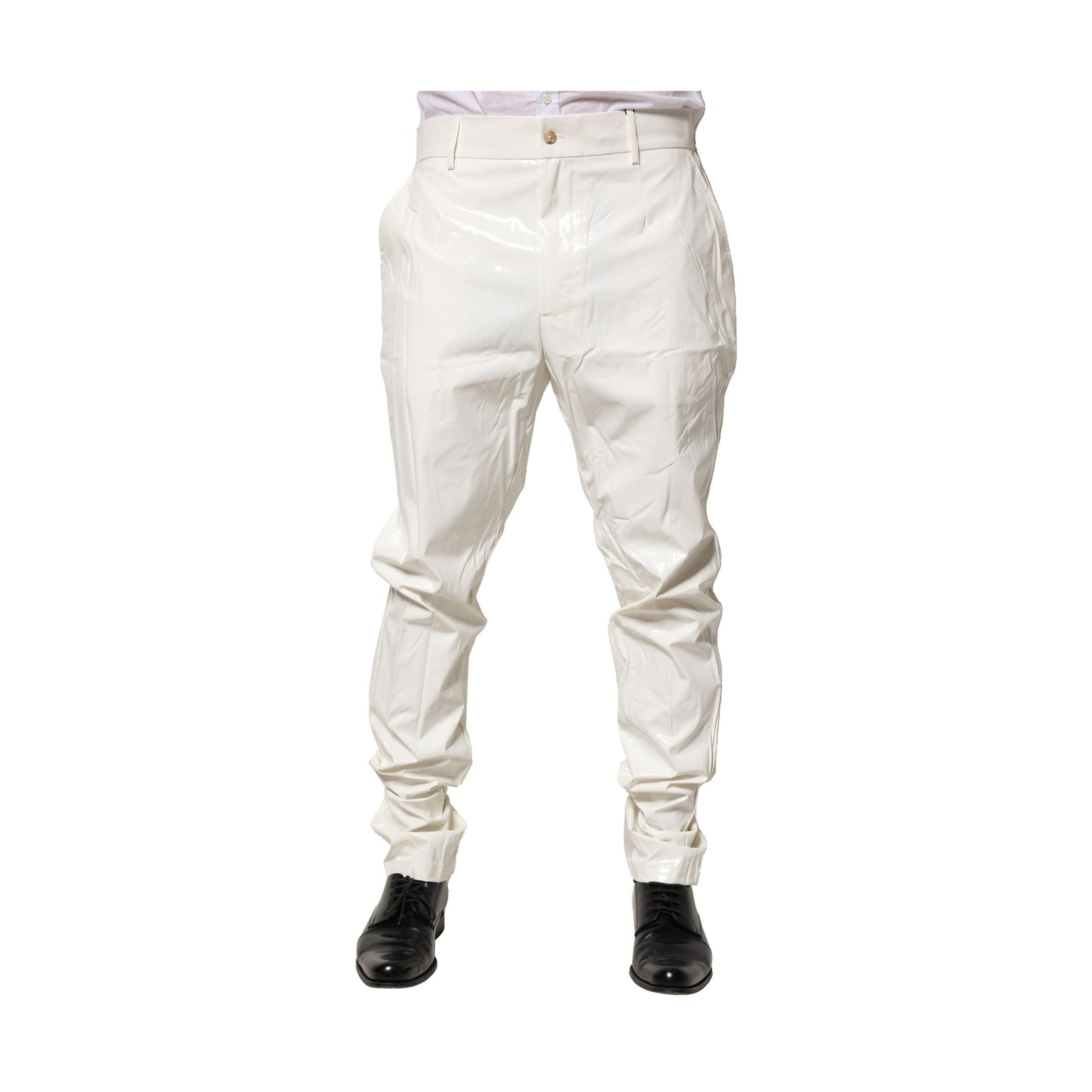 Dolce & Gabbana White Nylon Tapered Dress Men Pants