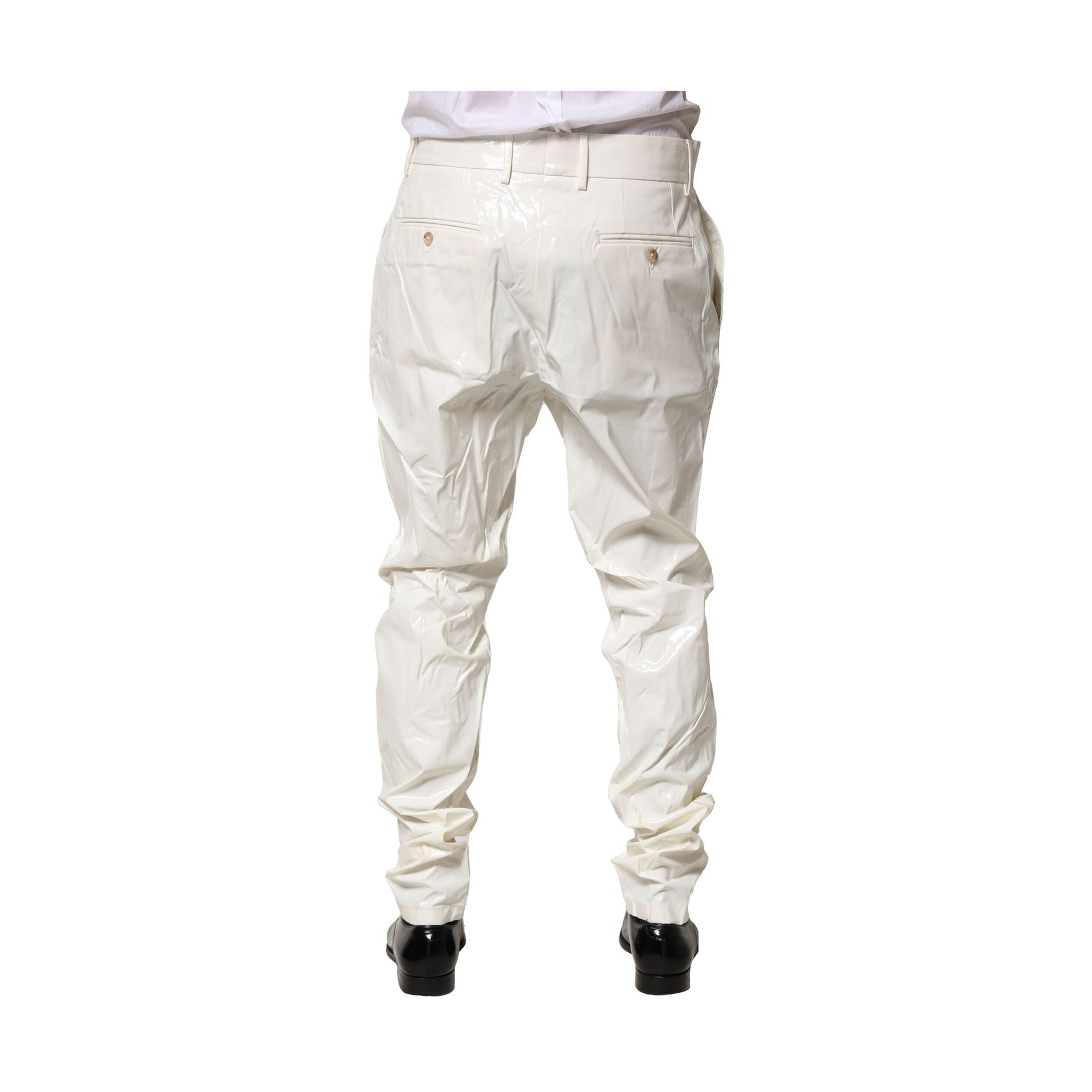 Dolce & Gabbana White Nylon Tapered Dress Men Pants