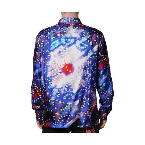Dolce & Gabbana Multicolor Printed Silk Lounge Casual Shirt