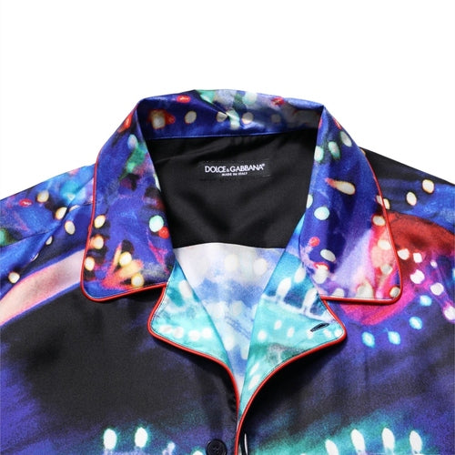 Dolce & Gabbana Multicolor Printed Silk Lounge Casual Shirt