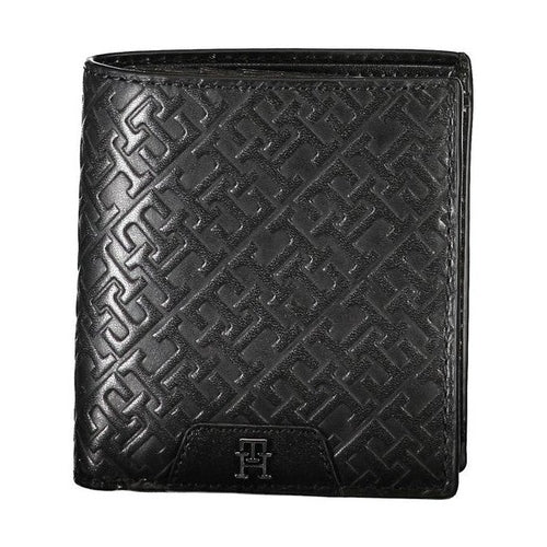 Tommy Hilfiger Sleek Black Leather Dual-Compartment Wallet