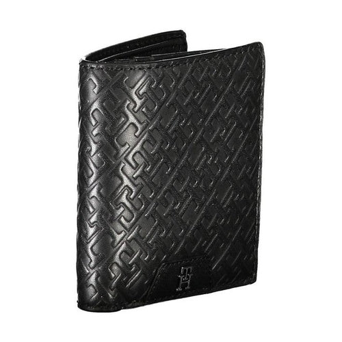 Tommy Hilfiger Sleek Black Leather Dual-Compartment Wallet