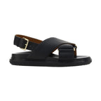 Marni Black Calf Leather Bos Taurus Flat Sandals