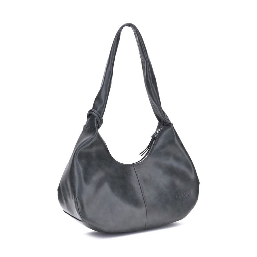 Ganni Black Lyocell Shoulder Bag