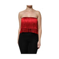 Dolce & Gabbana Red Silk Strapless Fringe Crop Tube Top