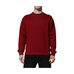 Dolce & Gabbana Red Embossed Logo Cotton Crew Neck Sweater