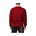 Dolce & Gabbana Red Embossed Logo Cotton Crew Neck Sweater