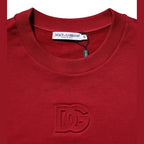 Dolce & Gabbana Red Embossed Logo Cotton Crew Neck Sweater