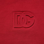 Dolce & Gabbana Red Embossed Logo Cotton Crew Neck Sweater