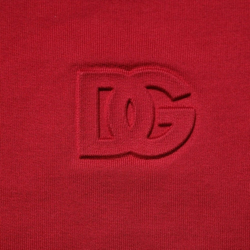Dolce & Gabbana Red Embossed Logo Cotton Crew Neck Sweater