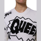 Dolce & Gabbana White Wool Knit Crew Neck Pullover Sweater