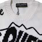 Dolce & Gabbana White Wool Knit Crew Neck Pullover Sweater