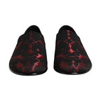 Dolce & Gabbana Red Black Jacquard Slip On Loafers Shoes