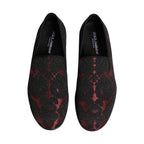 Dolce & Gabbana Red Black Jacquard Slip On Loafers Shoes