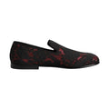 Dolce & Gabbana Red Black Jacquard Slip On Loafers Shoes