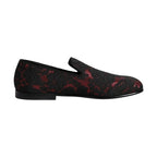 Dolce & Gabbana Red Black Jacquard Slip On Loafers Shoes