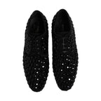 Dolce & Gabbana Black Suede Strass Derby Formal Shoes