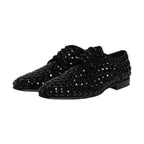 Dolce & Gabbana Black Suede Strass Derby Formal Shoes