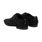 Dolce & Gabbana Black Suede Strass Derby Formal Shoes