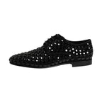 Dolce & Gabbana Black Suede Strass Derby Formal Shoes