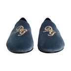 Dolce & Gabbana Blue Velvet DG Logo Loafers Formal Shoes