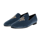 Dolce & Gabbana Blue Velvet DG Logo Loafers Formal Shoes