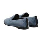 Dolce & Gabbana Blue Velvet DG Logo Loafers Formal Shoes
