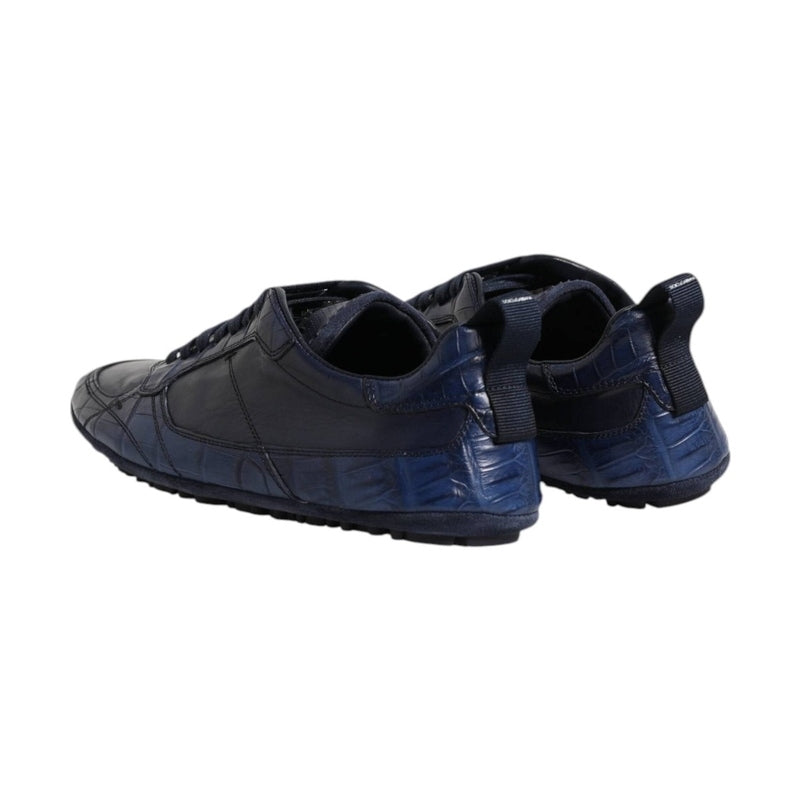 Dolce & Gabbana Dark Blue Leather Low Top Men Sneakers Shoes