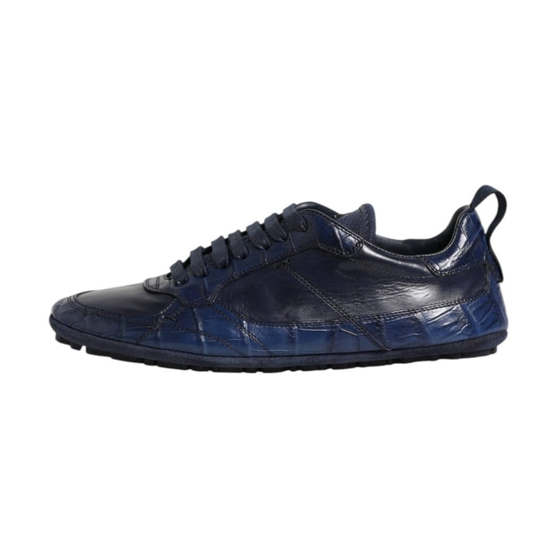 Dolce & Gabbana Dark Blue Leather Low Top Men Sneakers Shoes