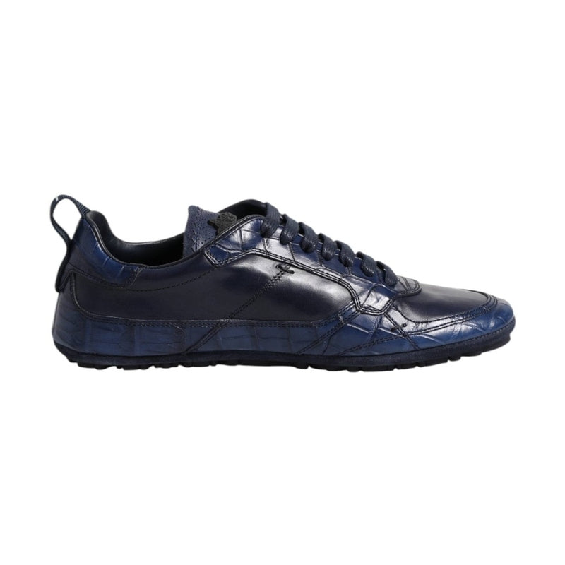 Dolce & Gabbana Dark Blue Leather Low Top Men Sneakers Shoes