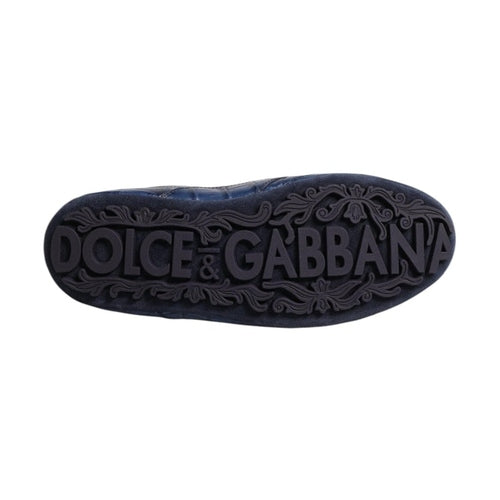 Dolce & Gabbana Dark Blue Leather Low Top Men Sneakers Shoes