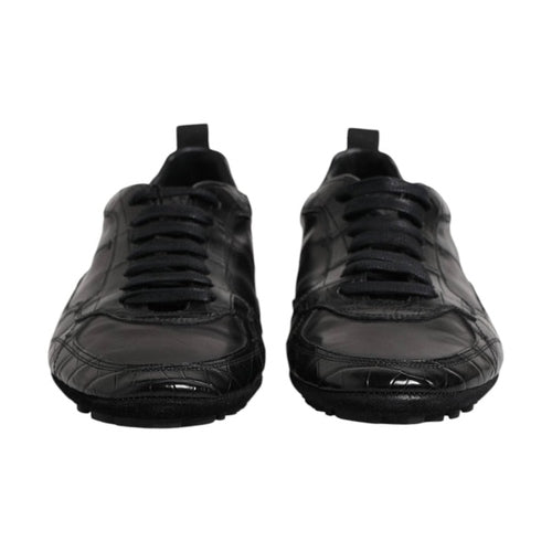 Dolce & Gabbana Black Exotic Leather Low Top Sneakers Shoes