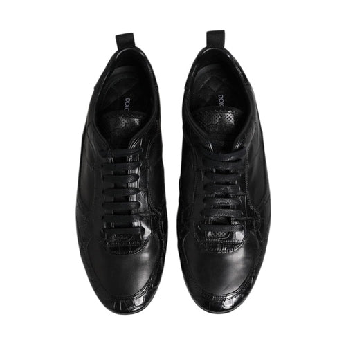 Dolce & Gabbana Black Exotic Leather Low Top Sneakers Shoes