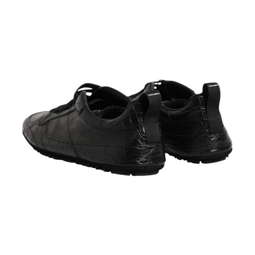 Dolce & Gabbana Black Exotic Leather Low Top Sneakers Shoes